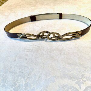 Chico’s Women’s Belt – Brown w/ Antique Gold Musical Note Clasp – RM#77984